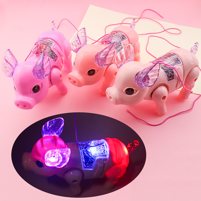 Net red fiber rope electric pig will walk will run the night market glowing children's toy place stalls flash gift gift