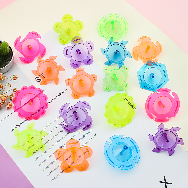 Children's creative plastic transparent mini hand turning small gyro stall small toy boy school prize gift gift