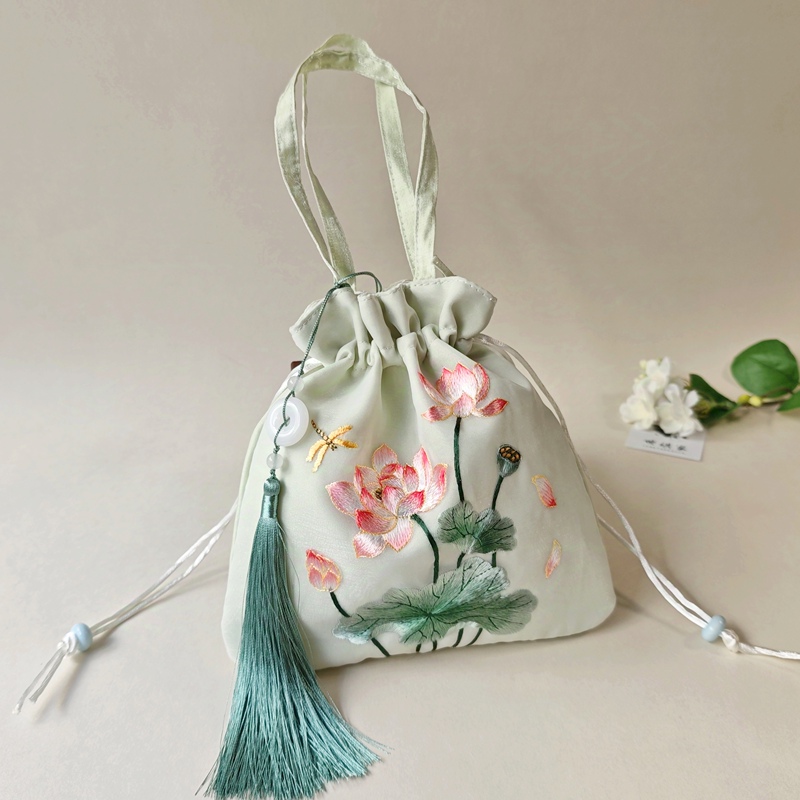 Suzhou Embroidery Bag + Embroidered Bag, Can Be Worn Cross-Body, Can Hold Large-Screen Phones, Drawstring Money Bag, Chinese Style, Fresh and Simple Suzhou Embroidery Bag + Embroidered Bag, Can Be Worn Cross-Body, Can Hold Large-Screen Phones, Drawstring Money Bag, Chinese Style, Fresh and Simple