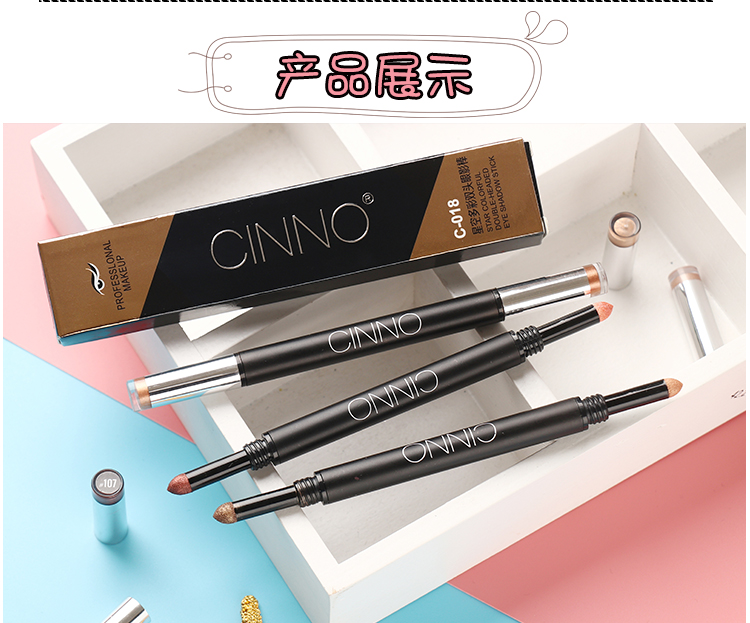 Peach Blossom Double Color Eye Shadow Bar Pearly Silkworm Pen Không thấm nước Smudge Matte Người mới bắt đầu Màu đất Rượu vang Hồng Hồng bảng phấn mắt etude house