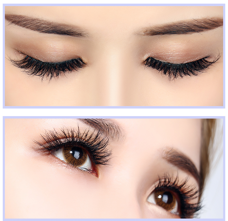 Net đỏ blogger 3D lông chồn lông mi giả tự nhiên dày dày lộn xộn thời trang lông mi trang điểm mô phỏng châu Âu và Mỹ - Lông mi giả keo dán mi giả