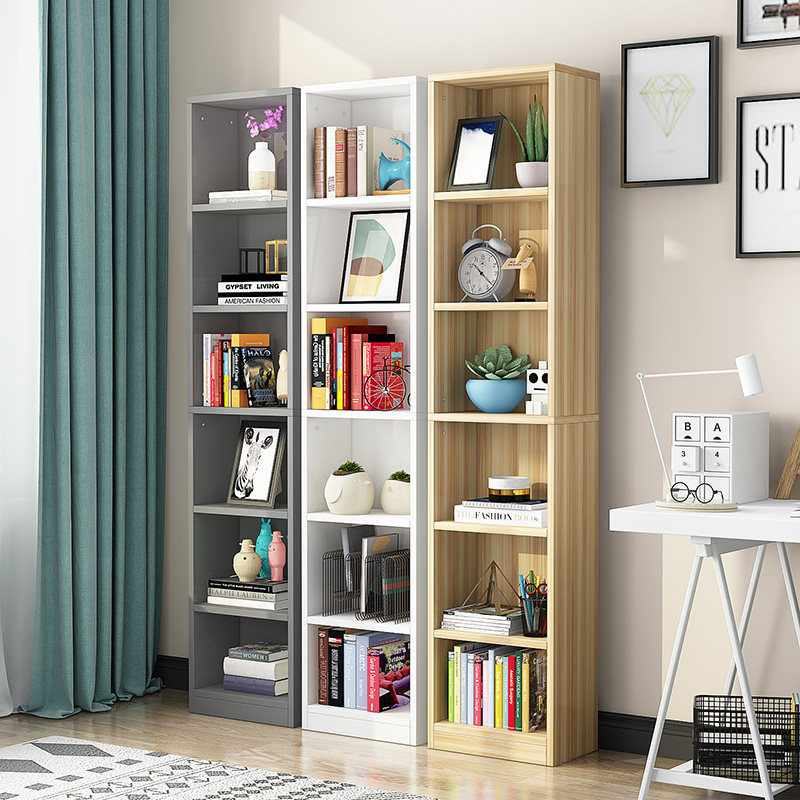 Bookcase narrow cabinet with door custom-made 20 cm custom-made bookshelf floor-to-ceiling living room gap storage locker small wooden cabinet
