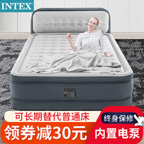  INTEX inflatable bed Air cushion bed Household double inflatable mattress single plus height thick folding air bed outdoor