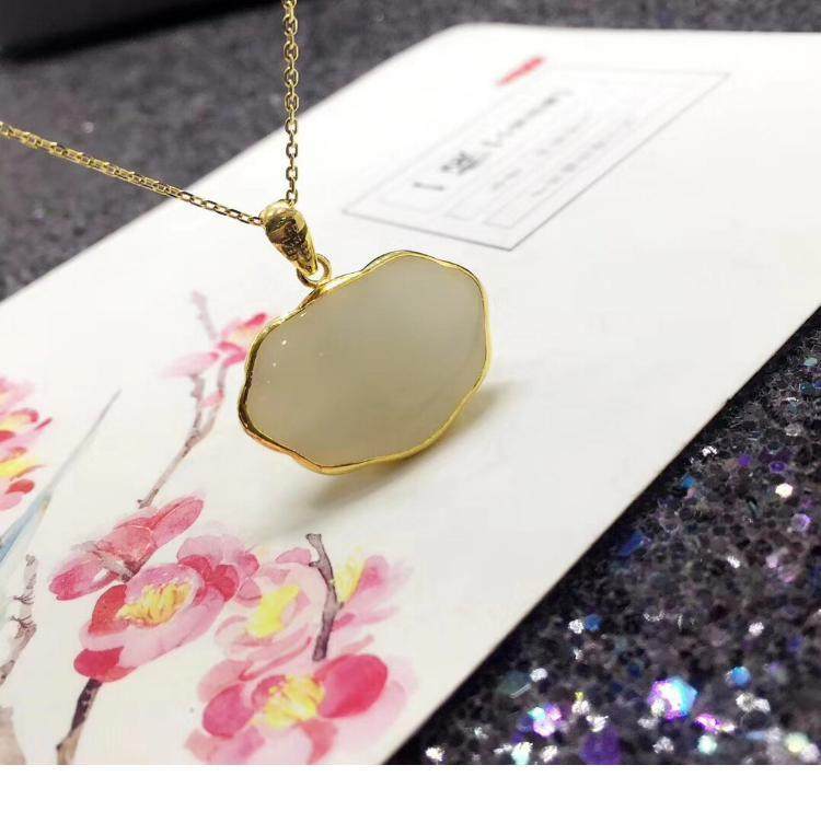 新品狗年宝宝金镶玉平安锁吊坠婴儿狗狗黄金长