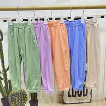 Spot Summer Hao mother South Korean childrens clothing imports 2021 new retro color series Childrens bunches casual pants