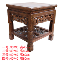 Chicken winged Wood flower stand square table solid wood carving home Flower a few Buddha statue vase flower pot fish tank crafts ornament base