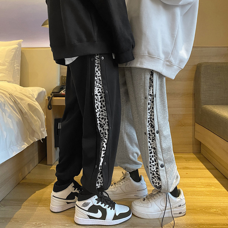 Autumn and winter fashion brand Japanese BAO WEN handsome breasted pants Hong Kong style high street men's pants high-end casual pants wear black