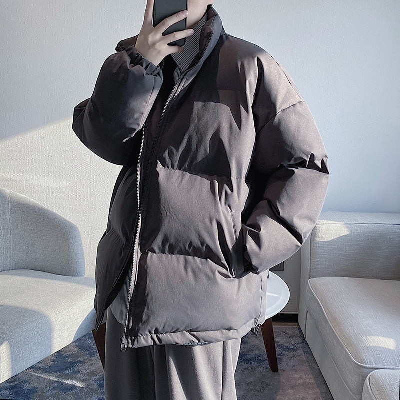 Teenager small padded jacket winter Hong Kong style thickened stand-up collar down padded jacket bread clothes male loose and handsome student trend