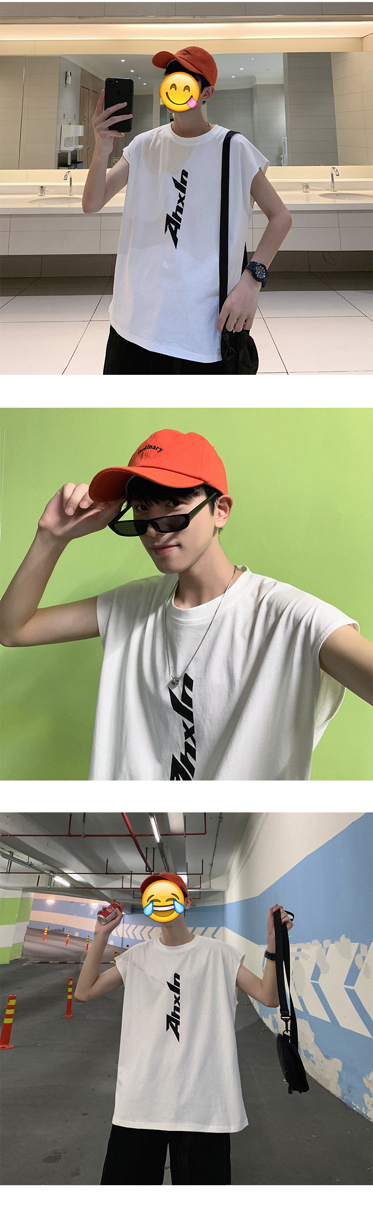 Mùa hè phiên bản Hàn Quốc của áo vest cổ tròn lỏng lẻo áo thun nam đẹp trai hip-hop đường phố vest thể dục - Lót ao ba lo nam