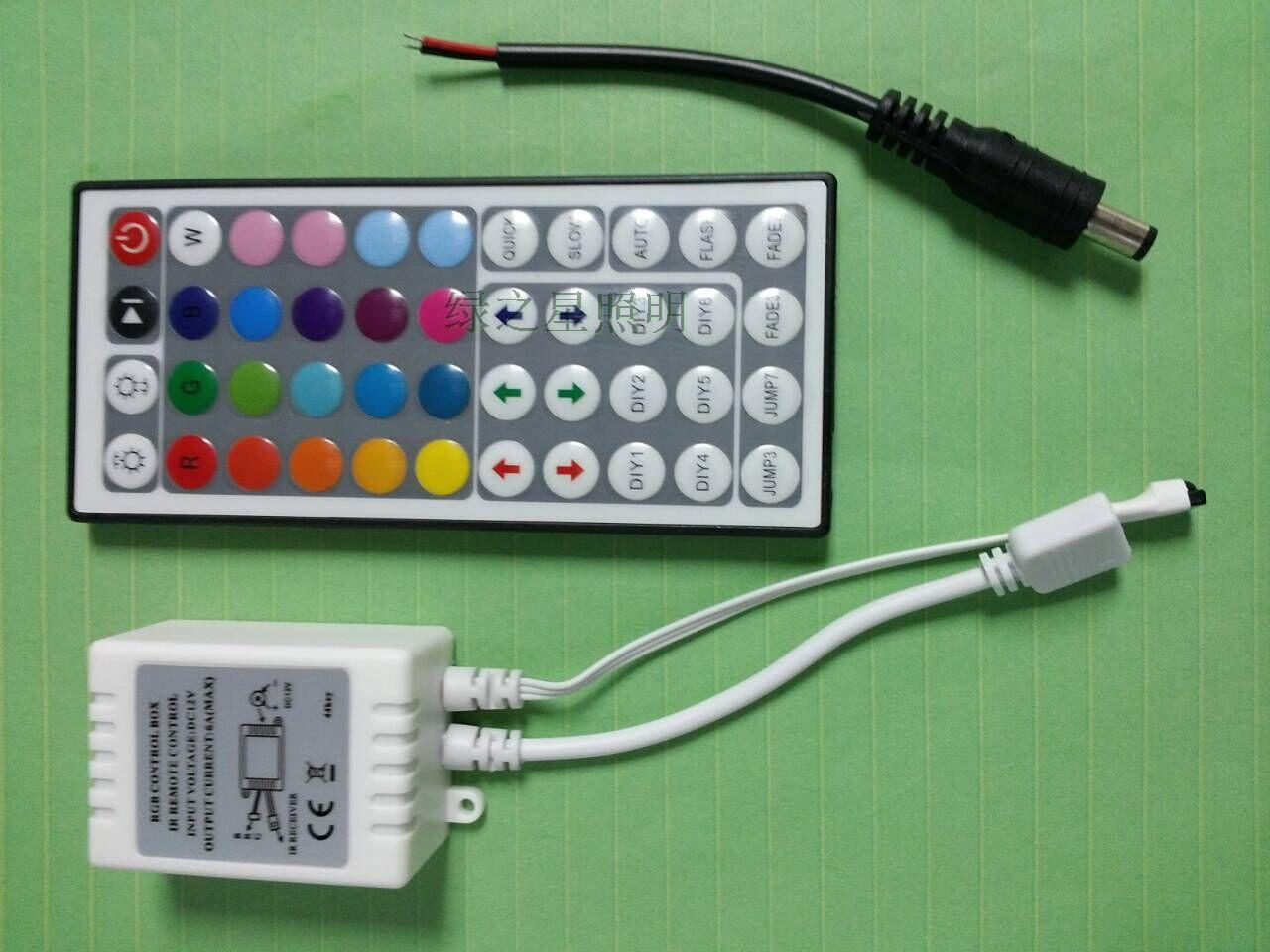 LED controller 44 key infrared offset shell controller RGB seven colored lights strip controller with dc wire DC12V