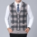 Thu đông nam thương hiệu V-cổ nam trung niên kẻ sọc len vest vest áo len dày vest áo vest len nam Dệt kim Vest