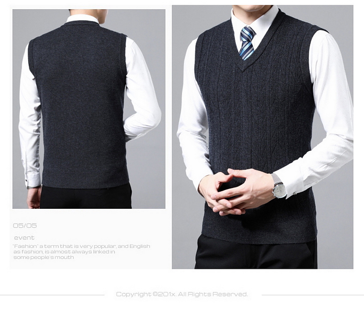 Áo len nam cổ chữ V cashmere cổ áo cha trung niên tải mùa thu và mùa đông mẫu áo len dệt kim áo len cashmere khoác len mỏng