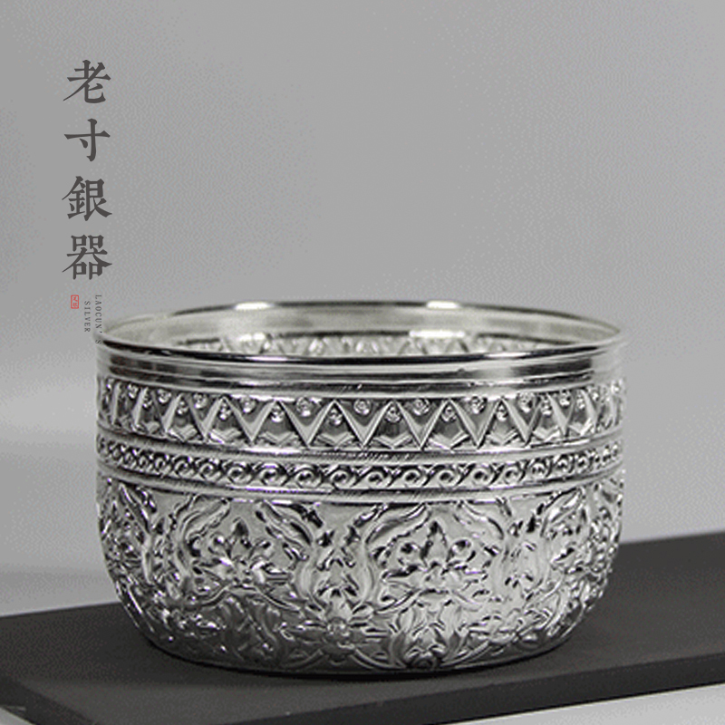 Dai silver bowl 999 sterling silver Yunnan Xishuangbanna Dai medicine silver Scenic Area with the same edible silver rice bowl Silver soup bowl
