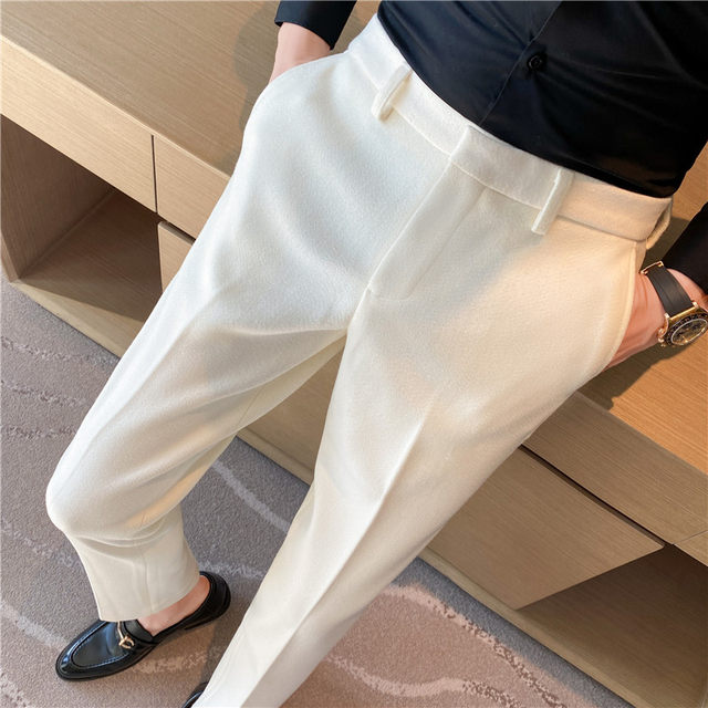 ດູໃບໄມ້ລົ່ນແລະລະດູຫນາວ trousers woolen thickened trousers ທຸລະກິດຜູ້ຊາຍ trousers trousers ຕີນບາດເຈັບແລະ pants ສີເທົາກະທັດຮັດມືອາຊີບ slimming ຢ່າງເປັນທາງການ