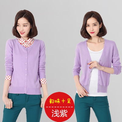 Mùa xuân và mùa thu bên ngoài mã lớn một màu cardigan v cổ áo của phụ nữ áo len lỏng áo khoác áo len mỏng