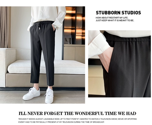 Штаны, костюм для отдыха, осенние, свободный прямой крой, эластичная талия