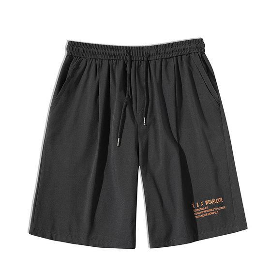 男款短裤韩版潮流夏季宽松大码冰丝薄款休闲沙滩裤子速干五分马裤