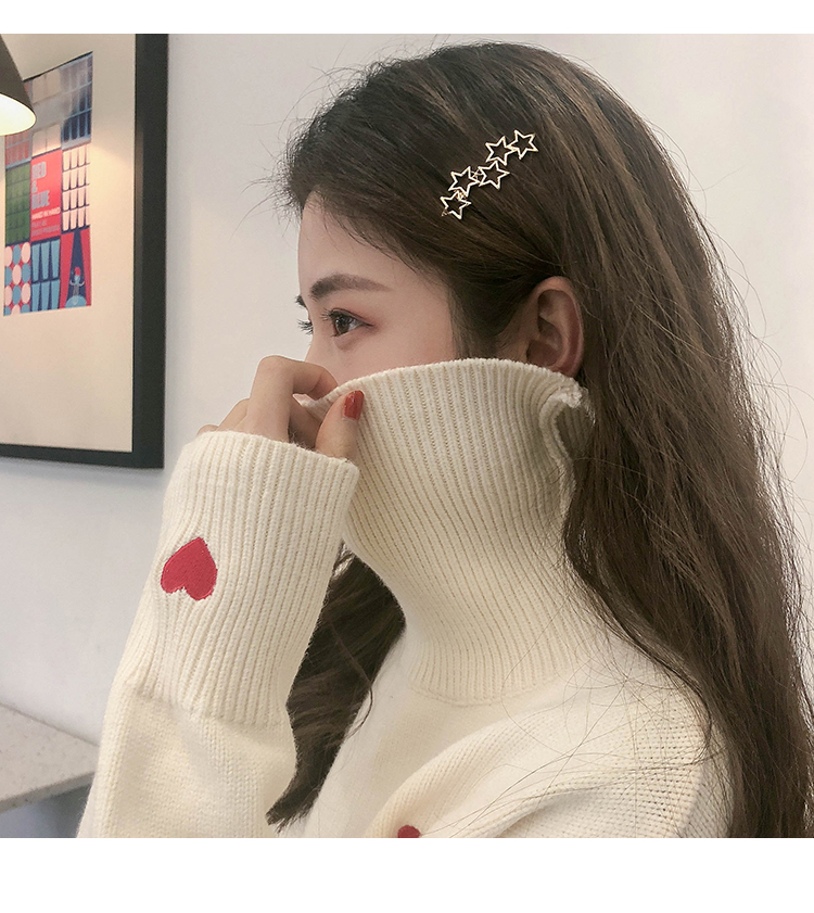 Hàn Quốc ngọt ngào đơn giản năm cánh sao hình học rỗng tóc kẹp bên clip từ clip bangs clip phụ kiện tóc hoang dã kim loại - Phụ kiện tóc kẹp ngọc trai