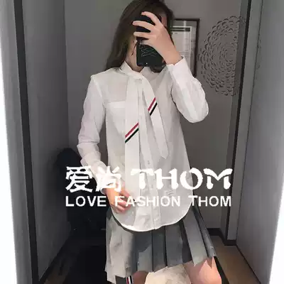 Thom bins classic shirt TB tie Oxford poplin casual long sleeve blouse blouse women's top jacket browne