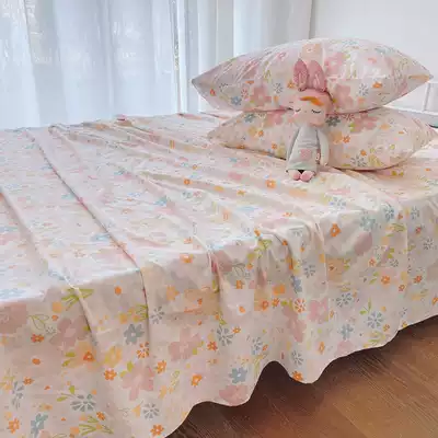 Korean pastoral hipster floral cotton dormitory single 1 5 Double 1 8 meters sheets customized cotton sheets