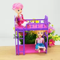 1:12 Barbie búp bê giường đôi DIY phụ kiện đồ chơi nhỏ loli ký túc xá nhà ngọt ngào đồ nội thất nhà đồ chơi cho con gái