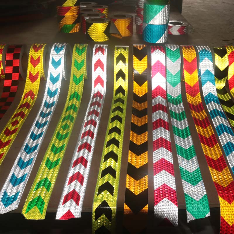 Crystal Color Glistening with 5cm Yellow Black Red White Arrow Cling Film Traffic Fire Warning Adhesive Tape Road Crashworthy Floor Sticker