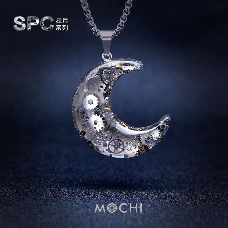 Original Star and Moon Necklace Cyberpunk Pendant Hoodie Chain Dragon Year Niche Gift Exquisite Couple Keychain