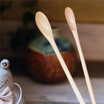 zakka natural environmental protection log polished exquisite wooden coffee spoon small mixing rod without paint long handle wooden spoon