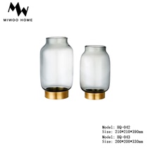 Modern minimalist light extravagant and transparent glass florist creativity gold metal base round vase home soft fit swing piece