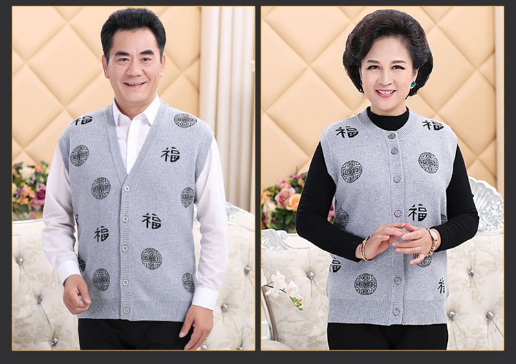 Mùa xuân và mùa thu và mùa đông mới trung niên nam giới và phụ nữ len đan vest cashmere dày vài Tang phù hợp với vest đỏ vest