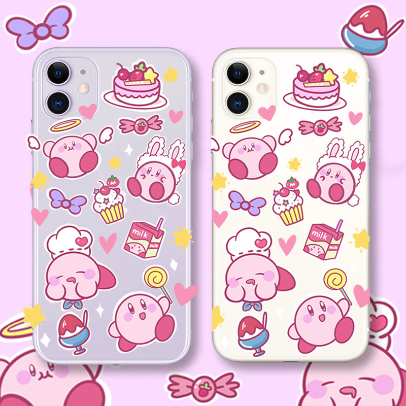 Star Kirby illustration suitable for Apple 13promax mobile phone protective shell 11 transparent 7 soft 12 anti-fall Xr girl 8 all-inclusive