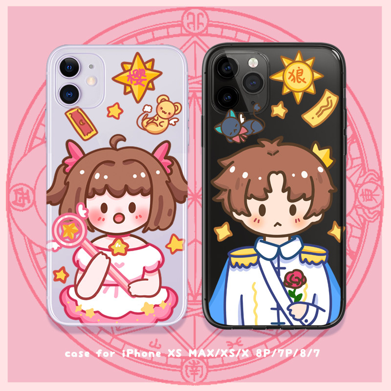 Cartoon Cute Teenage Girl applies Apple 11 phone protection shell Xmax transparent 7P Soft 8 full package pro fall Huawei Xiaomi