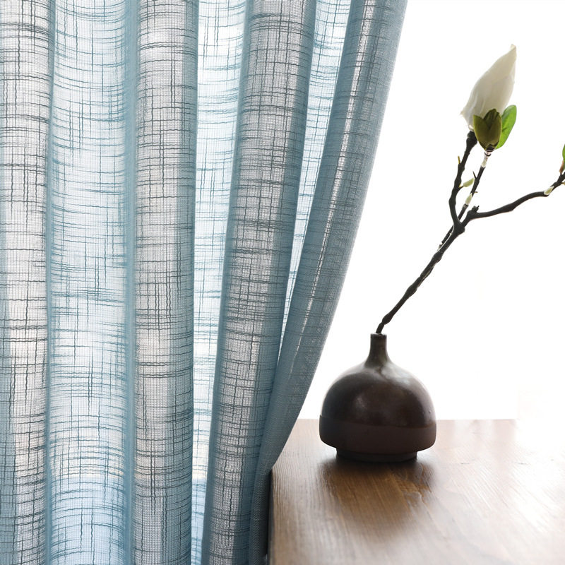 Colored curtain yarn cross linen multicolored 100 hitch living room bedroom floor window light transmission minimalist yarn curtain thickened custom-made