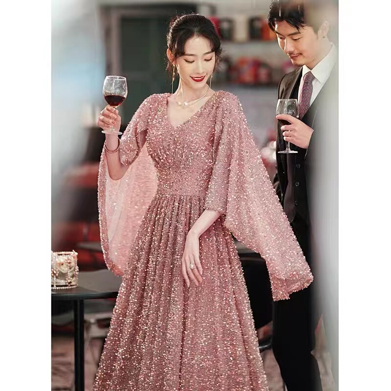 Plus Size Evening Dress for Women, Slimming for Fat Women, New 2023 Style, Extra Large Size, Suitable for Hosting and Performances, Elegant and Classy