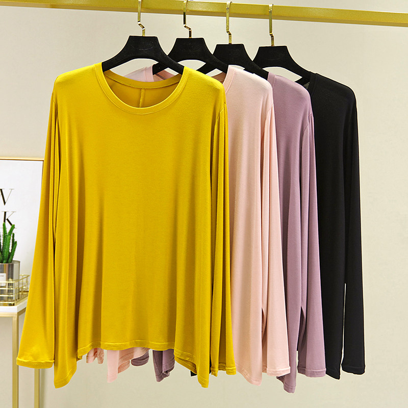 Women's long-sleeved T-shirt spring and autumn tops modal T-shirt thin cotton large size loose women's summer bottoming shirt suit