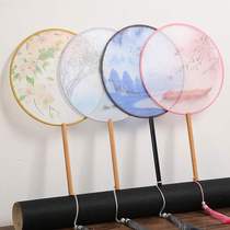 Long handle single-sided Chinese style classical round fan Female ancient Hanfu dance special transparent