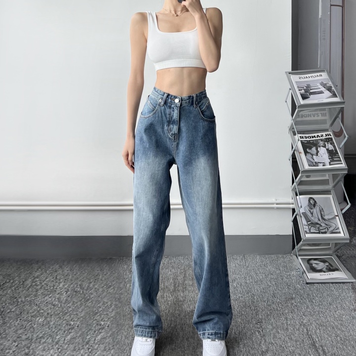 19Club Summer New Product Original Making Old Retro Hot Girl Loose slim 2022 blue Drag Jeans Woman