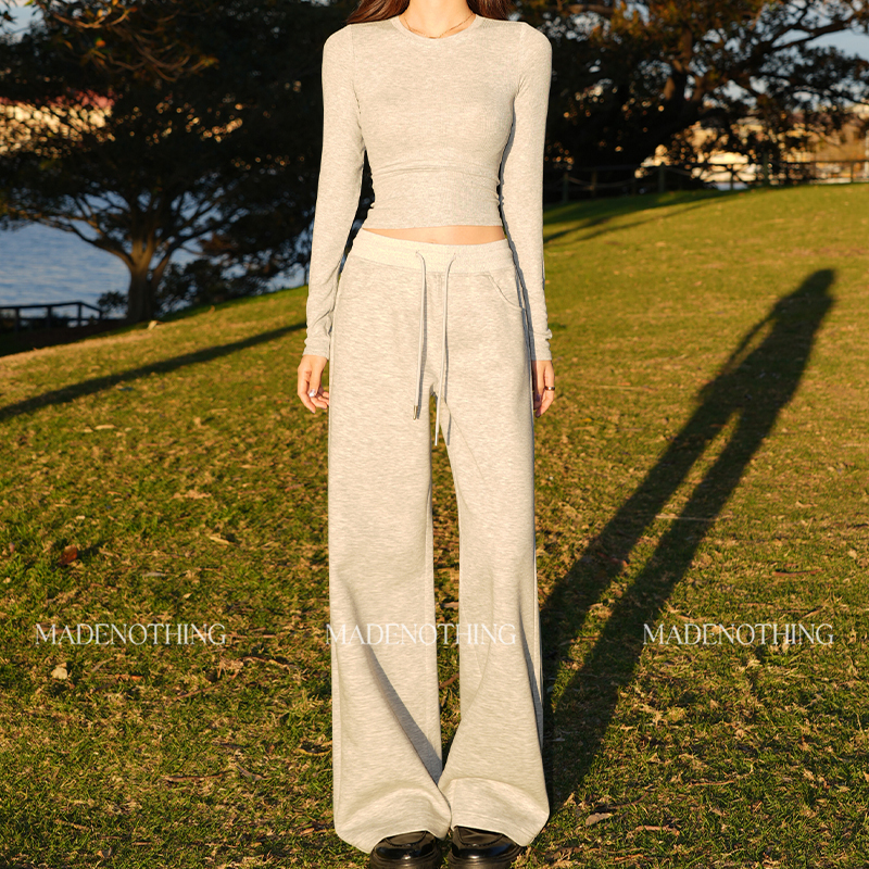 Made Nothing Sweatpants 3.0 “Mr050 Same Style” Mid-Waist Floor-Length Air Layer Straight-Leg Sweatpants for Women Made Nothing Sweatpants 3.0 “Mr050 Same Style” Mid-Waist Floor-Length Air Layer Straight-Leg Sweatpants for Women
