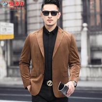 Hengyuan Xiangyang 2021 autumn new single West Coat men corduroy solid color casual suit jacket coat men