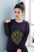 Áo len nữ mùa thu 2017 mới phiên bản Hàn Quốc của áo len cashmere nữ cổ kép in áo len dài tay rộng rãi - Áo / áo thun