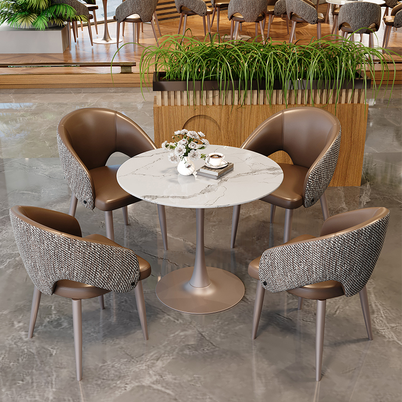 Reception and Meeting Table and Chair Set for Office, Leisure Balcony, Simple Modern Business Negotiation Balcony Small Round Table