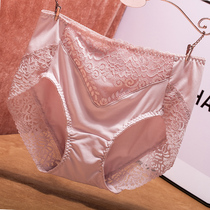 Milk silk large size panties womens high waist sexy hip comfortable soft quick-drying ice silk briefs cotton crotch thin section