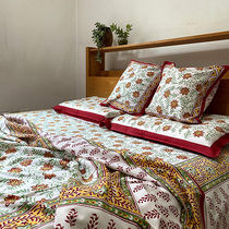Exotic wind India Mandara large handmade bedding four-piece set of sheets duvet cover pillowcase printing and dyeing cotton and linen