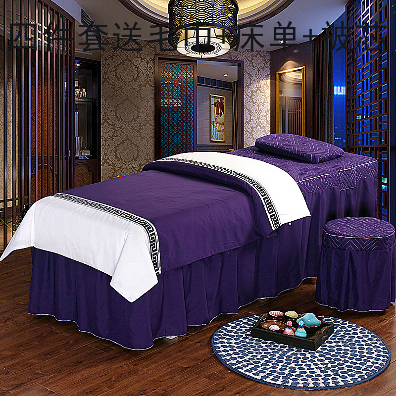 Beauty khăn trải giường denim thẩm mỹ viện bedspread và chăm sóc mát xa đơn giản giường một mảnh đặt giường đặc biệt bao phủ với lỗ - Trang bị tấm giá khăn trải giường spa
