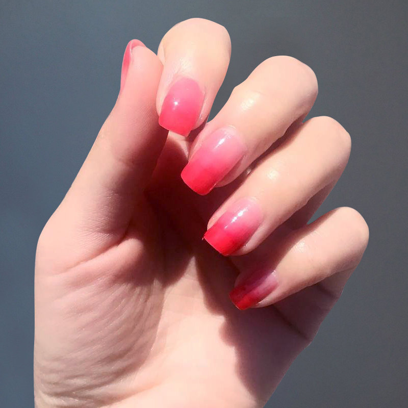 南瓜色持久防水不掉色渐变美甲快干显白果冻色透明色酒红色指甲油