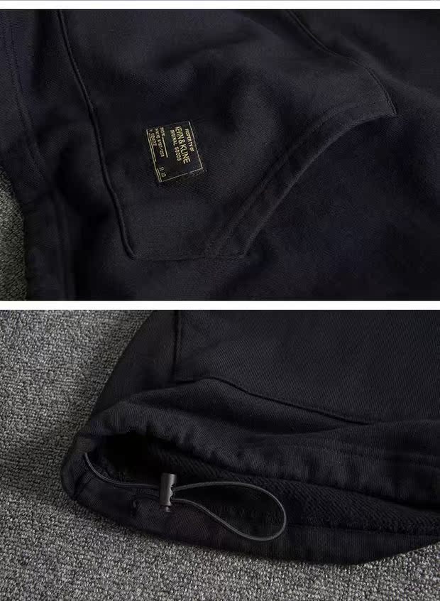 Châu Âu và Hoa Kỳ đơn giản bông gió giặt retro cũ màu khâu áo len nam áo len trùm đầu hoodie đôi