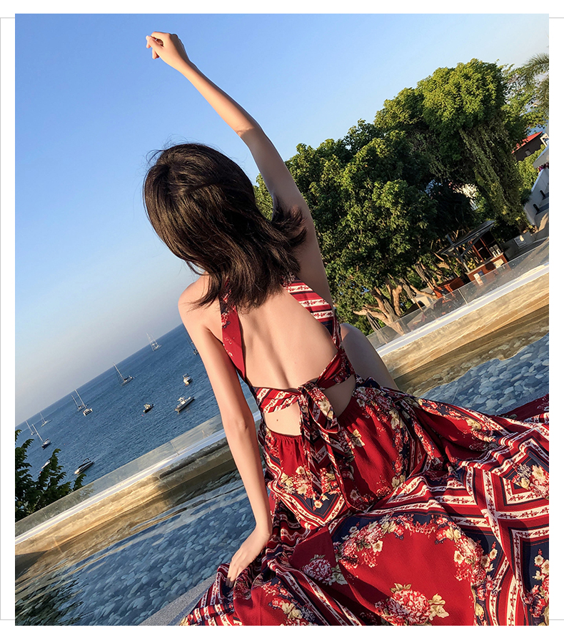 VK旗艦店 異國風情露背掛脖性感蕾絲無袖洋裝