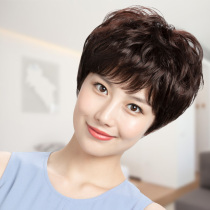 Wig short hair female summer simulation full head set real hair natural middle-aged woman mother curly hair styling wig set