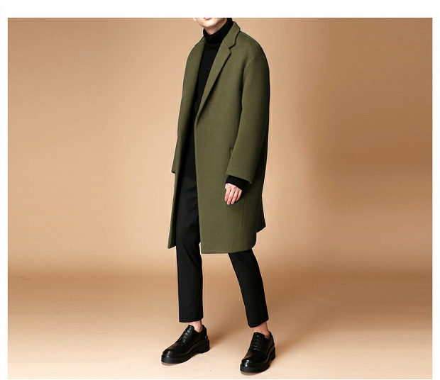 2019 mùa thu và mùa đông áo khoác cashmere mới cho nam dài phần len lỏng kích thước lớn áo thủy triều Hàn Quốc áo gió giản dị áo da lộn nam