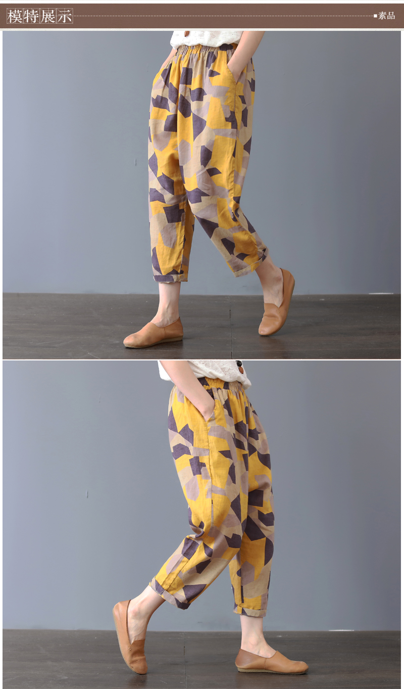Văn học retro cũ giảm béo trường hợp lanh chín quần harem quần thường quần phụ nữ cotton lanh kích thước lớn quần áo của phụ nữ - Quần Harem quần legging nữ